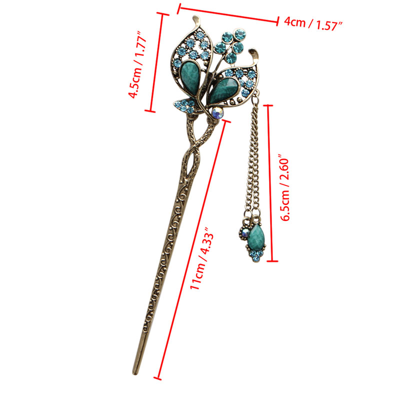 New Women Elegant Butterfly Leaves Bobby Pin Fashion Hairpin Rhinestone Hair Stick Gift for friend #11