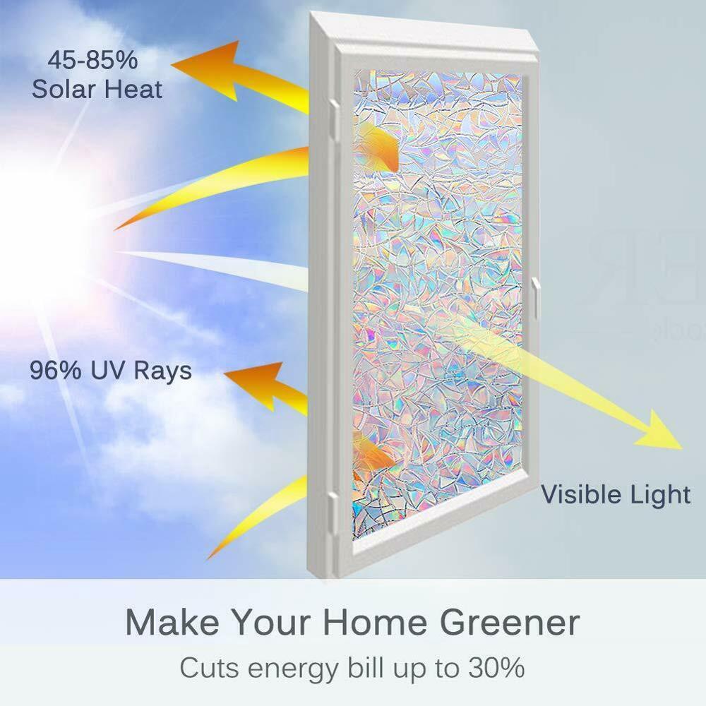 Window Film Rainbow Effect Privacy Static Glass Sticker Adhesive Heat Transfer Vinyl Film On Removable Windows Bathroom