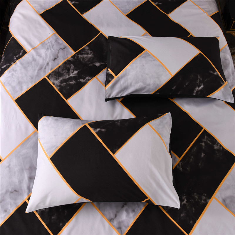 2/3pcs Geometric Pattern Bedding Set Queen King Duvet Cover Set Marble Quilt Cover Set With Pillowcase Not Include Bed Sheet