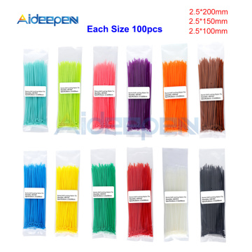 300Pcs Nylon Cable Ties Self-locking Plastic Wire Zip Set 2.5*200 2.5*150 2.5*100mm Industrial Supply Fasteners & Hardware Cable