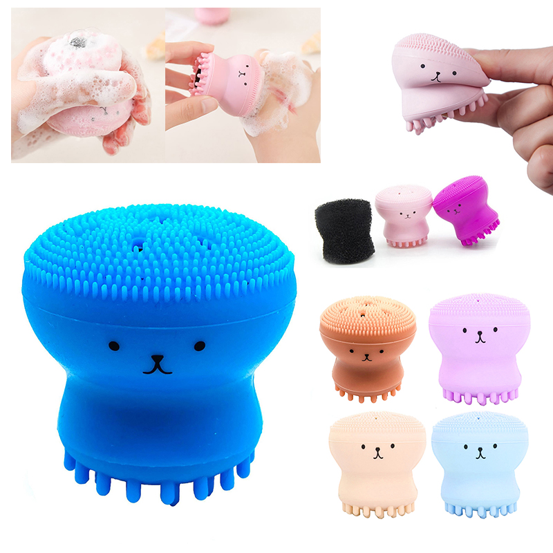 1PC Silicone Face Cleansing Brush Facial Cleanser Pore Cleaner Cute Octopus Jellyfish Facial Cleansing Brush Facial Tool