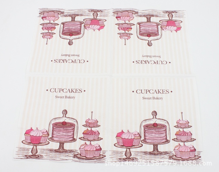 10pcs 33*33cm Cake Cup theme paper napkins serviettes decoupage decorated for wedding party virgin wood tissues