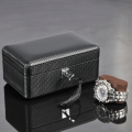 Carbon Fiber Watch Storage Boxes Case Black PU Leather Watch Display Organizer With Lock Fashion Men/Women Jewelry Gift Boxes