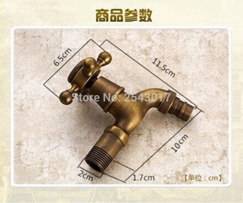 Antique Laundry Faucet Solid Brass Washing Machine Taps Cold Water Tap Bibcocks Copper Brass Garden Faucet Wall Mounted ZR197