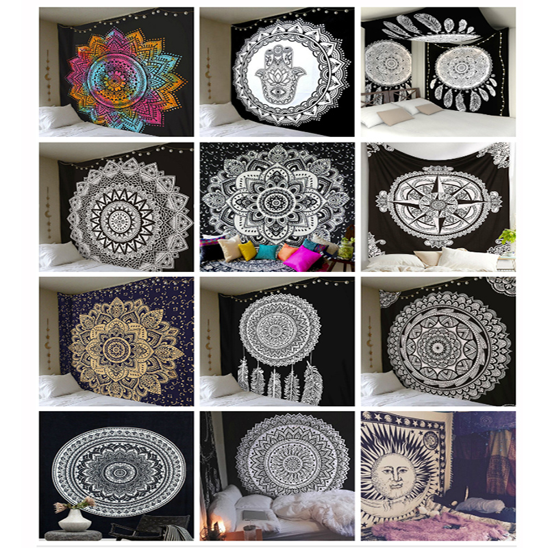 Mandala Tapestry Polyester Bohemian Wall Hanging Decor Blanket Carpets Dorm Decor Psychedelic Tapestry Sleeping Tapestry