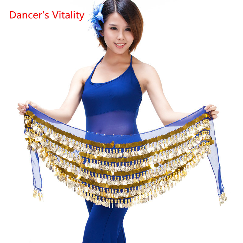 Cheap Dancewear For Women Belly Dancewear Training Accessories Hip Scarf 288 Coins Belt Golden Belly Dance Hip Belt