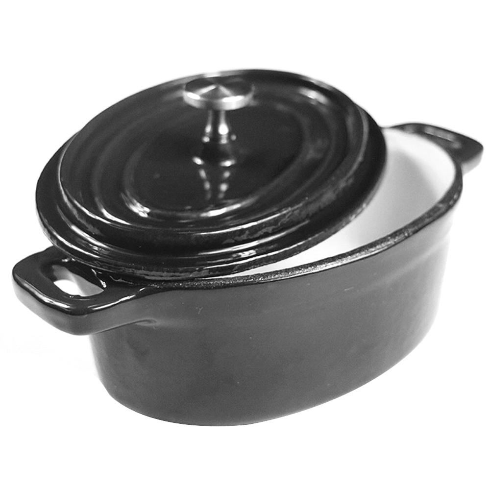 Mini Dutch Ovens Enameled Cast Iron Covered Casserole Anti - Scalding Oval Pot Kitchen Cooking Pot Cookware