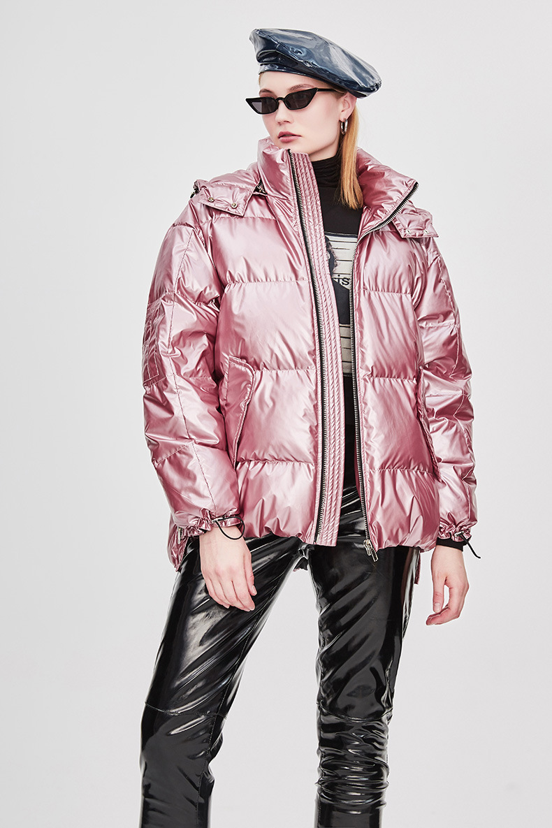 Loose Pink Hoodie Puff Jacket