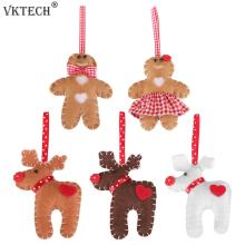 Deer Gingerbread Man Doll Pendants Felt Hanging Ornament Window Christmas Tree Decoration Supplies Children Gifts