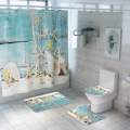 Printing Shower Curtain with Bath Mat Microfiber Bathroom Floor Mat Non-slip Bath Rug Set Absorbent Toilet Seat Cover Mat