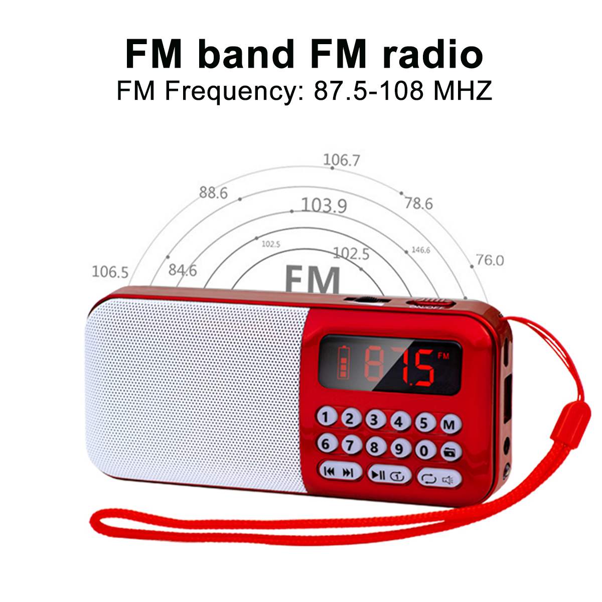 DC 5V FM Radio TF Card USB AUX Speaker Audio Player Portable Radio Handheld Digital FM USB TF MP3 Player Speaker Led Light