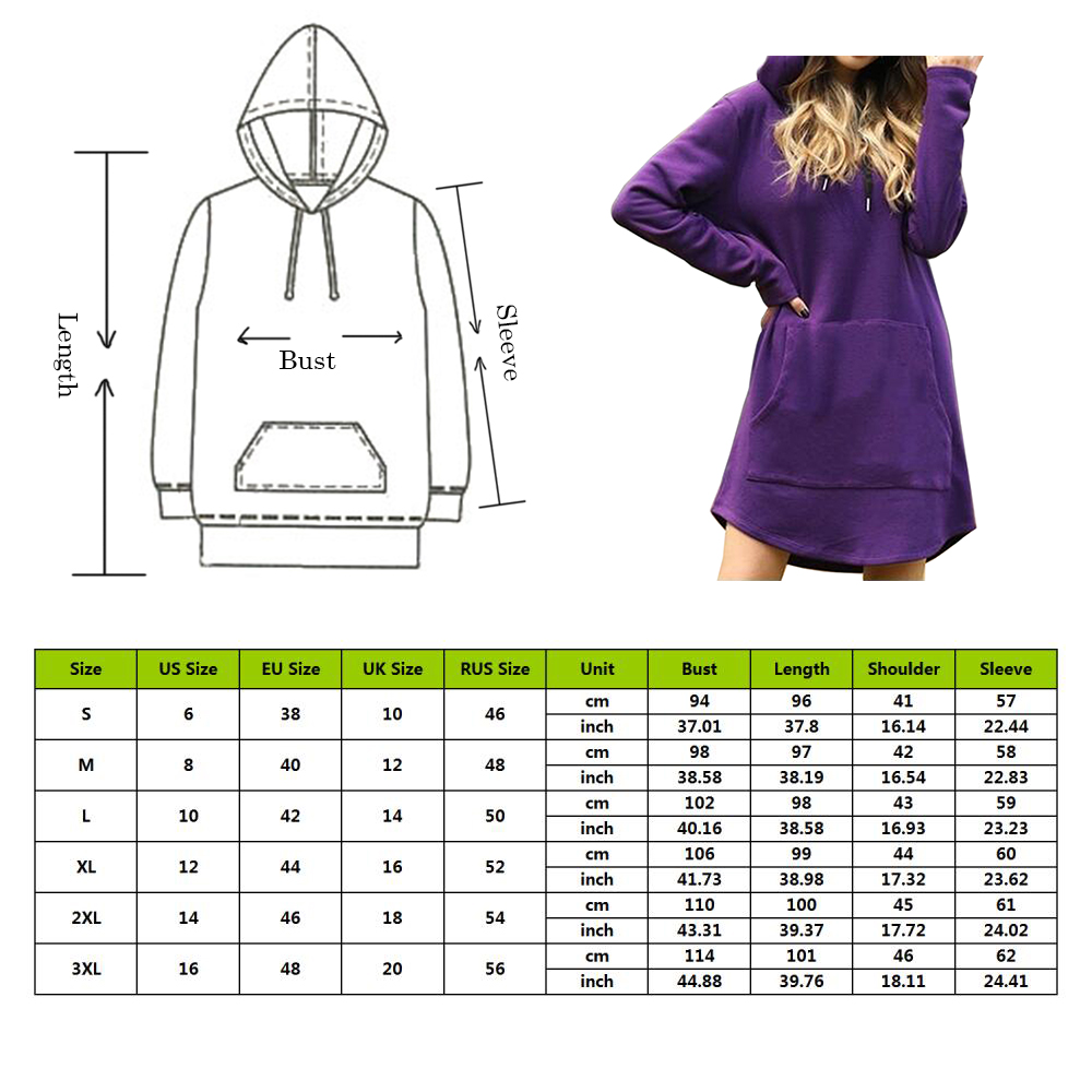 Women Hoodie sweatshirt dress Casual Hooded Pocket Long Sleeve Pullover Winter Harajuku Warm Hoodies Sweatshirts Dropshipping