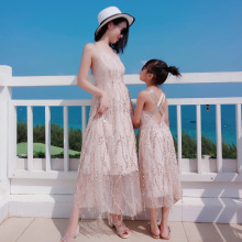 2020 Family Matching Outfits Dresses Summer Mother Daughter Dress Fashion Clothing Girl Mom Daughter Chiffon Beach Dress Clothes