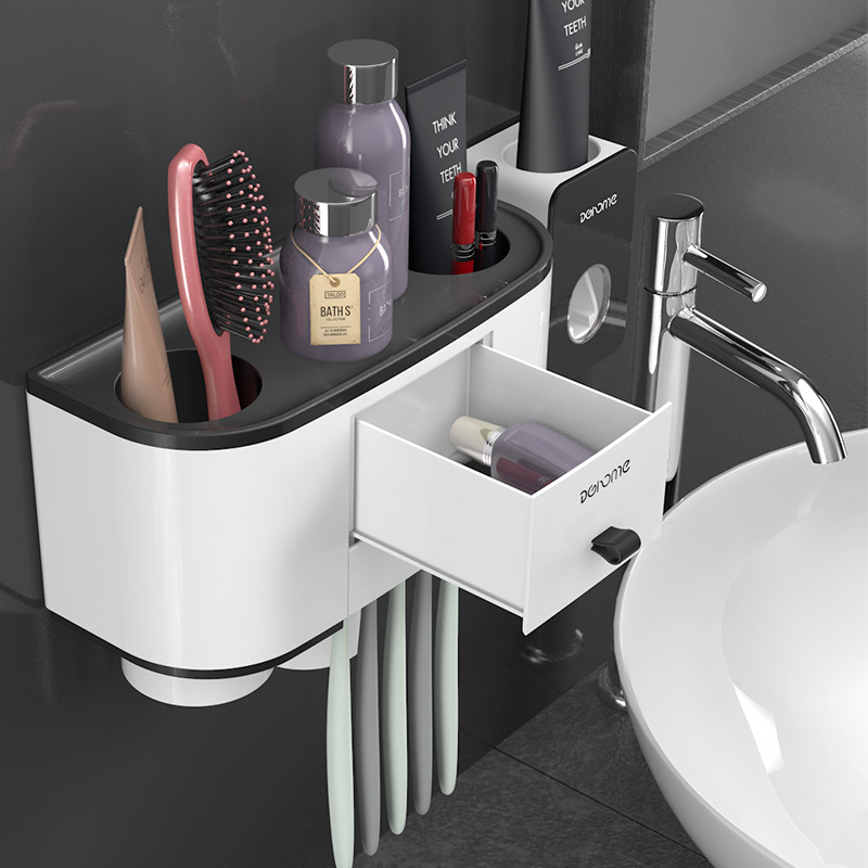 Bathroom Accessories Set Multifunctional Toothbrush Mouthwash Cup Storage Rack Toothpaste Dispenser Hair Dryer Rack Tissue Box