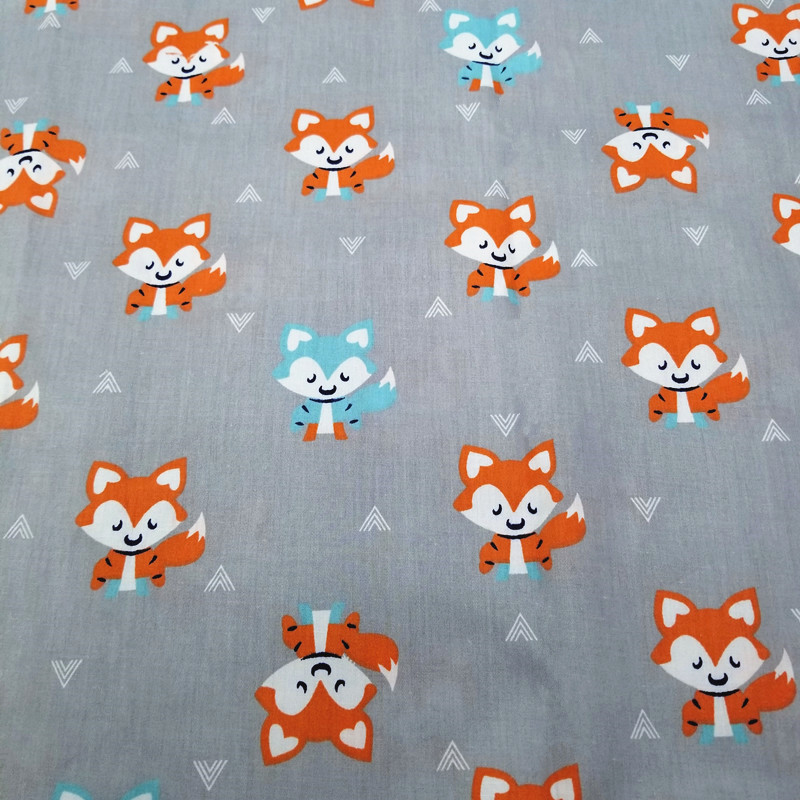 Animal Pattern Fox Twill Cotton Fabric By Half Meters For Patchwork Quilting Baby Bedding Blanket Sewing DIY Cloth Material