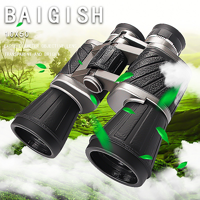 Baigish 10x50 Powerful Binoculars Professional HD Large Eyepiece Telescope Russian Military Night Vision Outdoor Hunting Optics