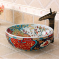 Vintga Europe Luxury Flowers and birds bathroom vanitie chinese Jingdezhen Art Counter Top ceramic hair salon wash basin ceramic