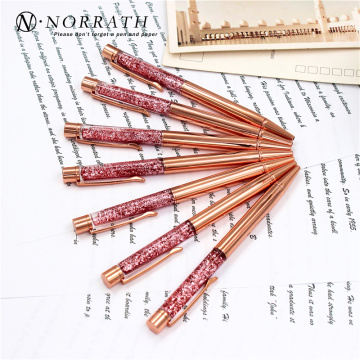 Cute Rose gold Ballpoint Crystal Foil Metal Pen kawaii Stationary pens for writing School Office accessories gift