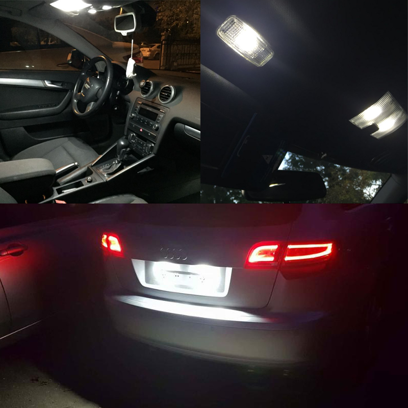12PCs CAN-bus Error Free White Led Interior Light Kit Package Replace Bulbs For Audi A3 8P Accessories 04-13 Car-Styling