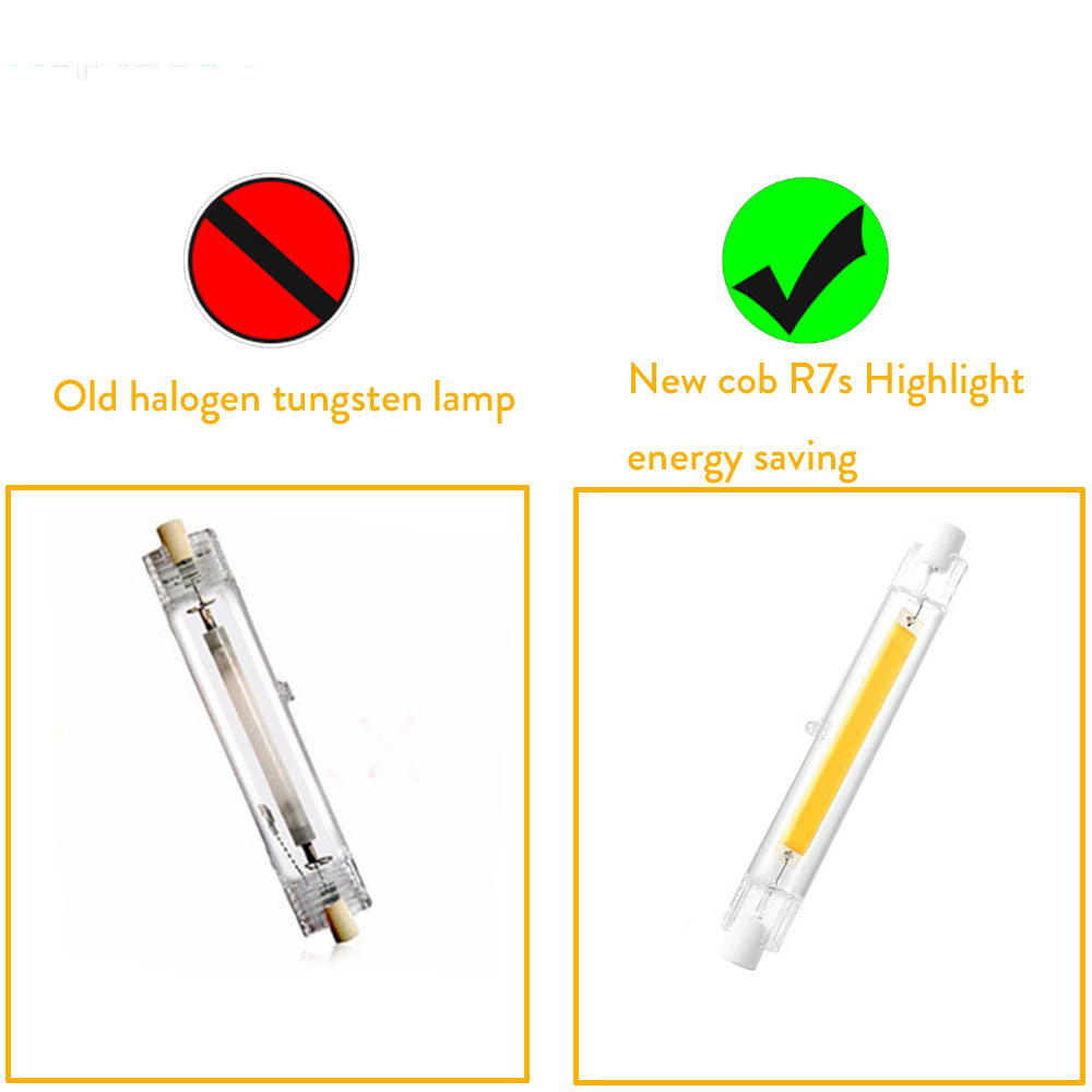 R7S 78mm 118mm COB Glass Tube LED Ceramics 3W 5W 7W 12W 15W 20W Replace Halogen Lamp Powerful Led Spot Light Bulb