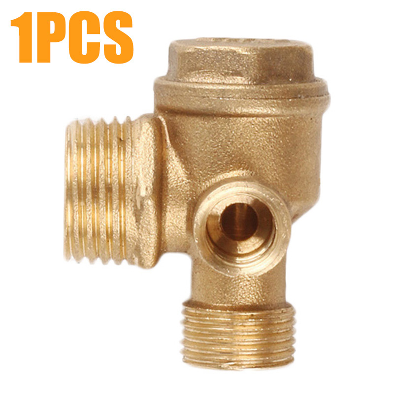 1pcs 3 Port Brass Male Threaded Check Valve Central Pneumatic 40400 Air Compressor Connector Tool Gold Tone Durable