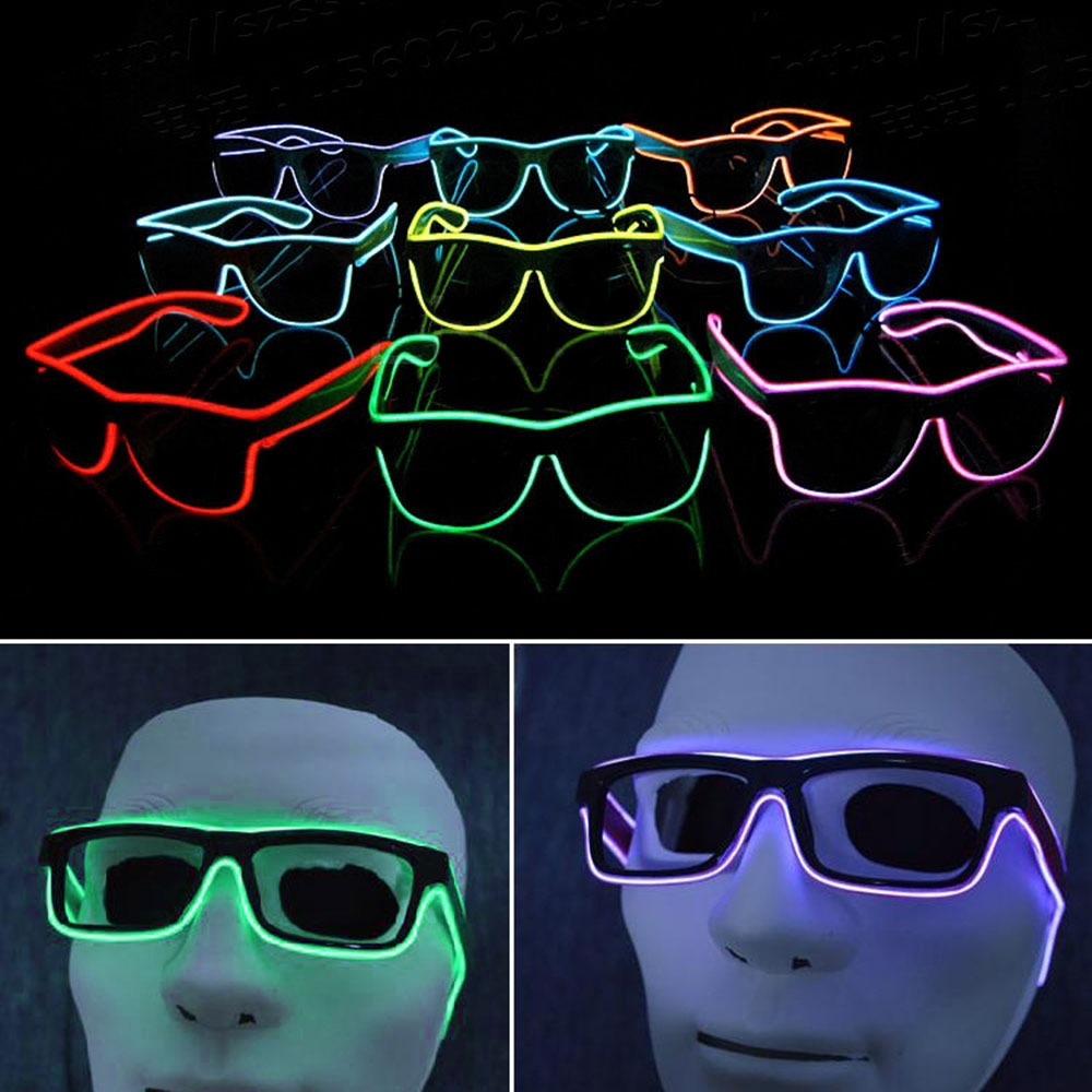 LEDGlow Glasses EL Wire Light Up neon Party LED Glasses DJ EL Rave Night Sunglasses Decor for Birthday Party Halloween Christmas