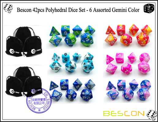 Bescon 42pcs Polyhedral Dice Set