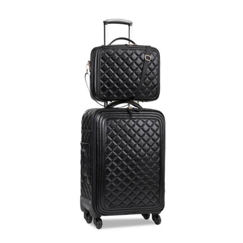 TRAVEL TALE 20"Inch Women Spinner Leather Retro Trolley Bag 24 Travel Suitcase Hand Luggage Set