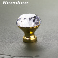 Keenkee Kitchen Furniture Cabinet Door Handles Drawer Handle Cupboard Door Knob Drawer Pull Crystal with Chrome Gold Color