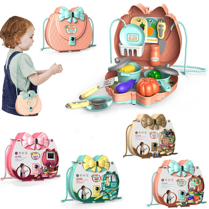 2020 New Pretend Play Plastic Food Kitchen Beauty Doctor Toys Set Toy Cutting Fruit Vegetable Food Pretend Play Children