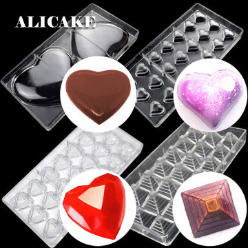 3D Chocolate Mold Polycarbonate Lovers Heart Tray Molds Chocolate Candy Form Moulds Plastic Bakeware for Baking Pastry Tools