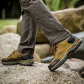 Nubuck Suede Leather Hiking Shoes Men Trekking Sneakers Women Non Slip Climbing Tactical Outdoor Shoes Durable Waterproof Shoes