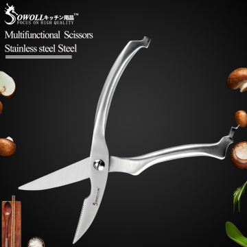 Sowoll Brand Stainless Steel Kitchen Scissor Great Quality Durable Chicken Bone Shear Use for Poultry Meat Fish kitchen Tool