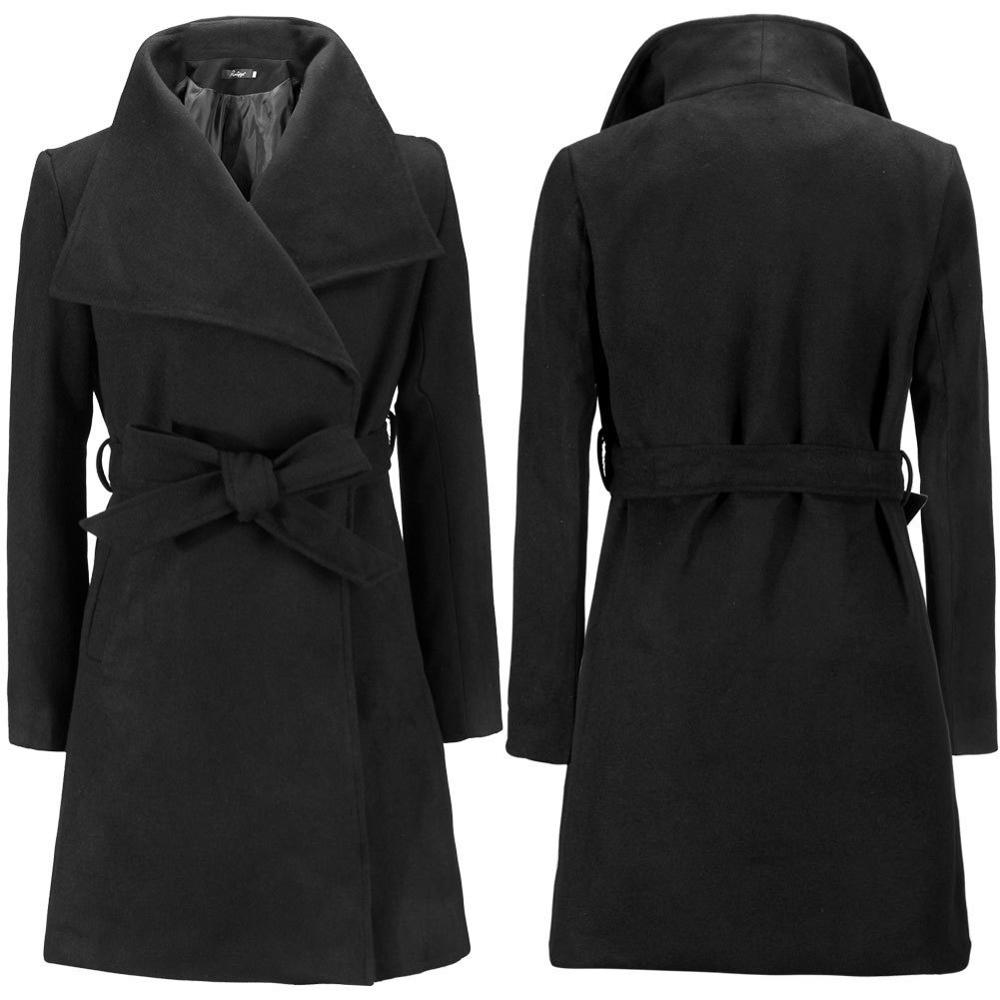 2020 Women's Woolen Jacket New Slim Long Large Size Trench Coat Lace OL Streetwear Top Hot Selling