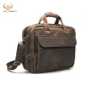 Men Crazy Horse Leather Antique Vintage Design Business Briefcase Laptop Bag Fashion Attache Messenger Bag Tote Portfolio 7146-d