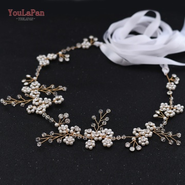 YouLaPan SH129 Ivory Bridal Belt Pearl Bridal Applique Belt Sash Wedding Belt Wedding Gold Belt with Beads Pearl Crystal Sash