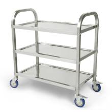 Removable Stainless Steel Trolley Cart for Catering Hotel Restaurant Wheeled 3Tier Storage Rack Shelf Trolley with PVC Wheel HWC