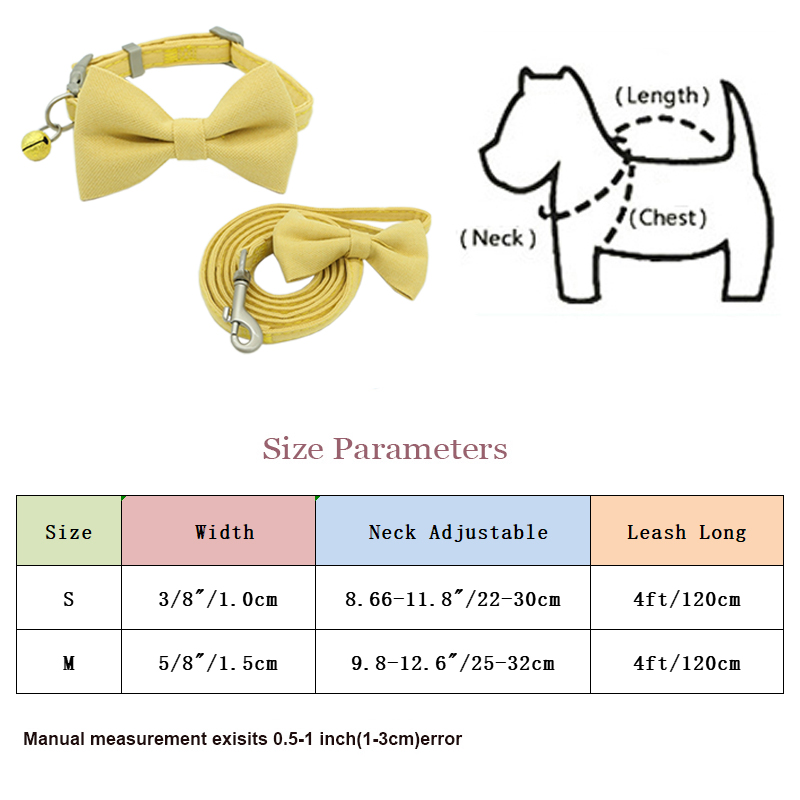 Dog Leash Collar Set Adjustable Soft Cute Bow Double Layer Dog Collar for Small Medium Pet Collar Leash Outdoor Walking