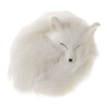 Cute Realistic Sleeping Real Fur Furry Animal Interior Ornament White
