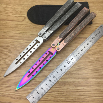 440 Stainless Steel knife butterfly in knife training knife trainer Magnetic switch engrave handle