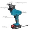 88V Cordless Reciprocating Saw + 4 Saw Blades Metal Cutting Wood Tool Portable Woodworking Cutters with 1/2 Batterys