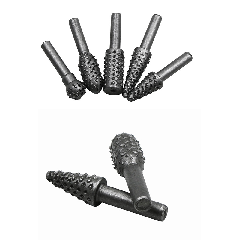 5pcs Rasp File Drill Bit Rasp Set 1/4" Shank Rotary Craft Files Rasp Burrs Bit Grinding Power Woodworking Steel Rotary Rasp File