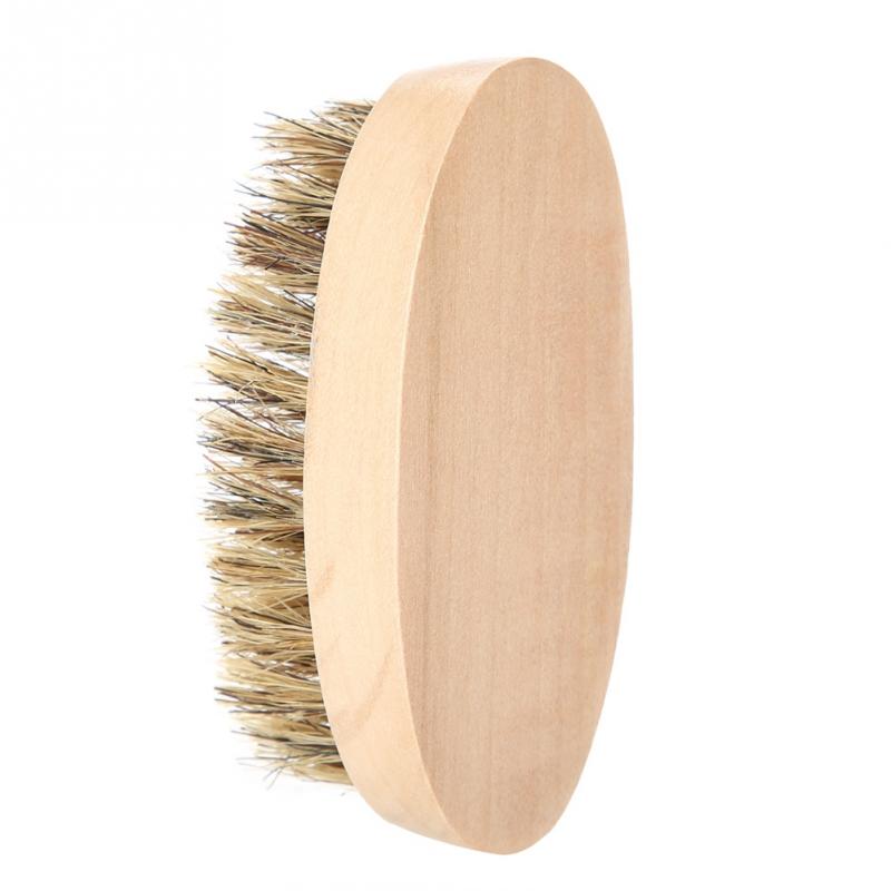 Men Hair Brush Bristle Beard Mustache Comb Oval Bamboo Handle Beard Shaping Tool Face Beard Clean Shaving Brush for Salon Barber
