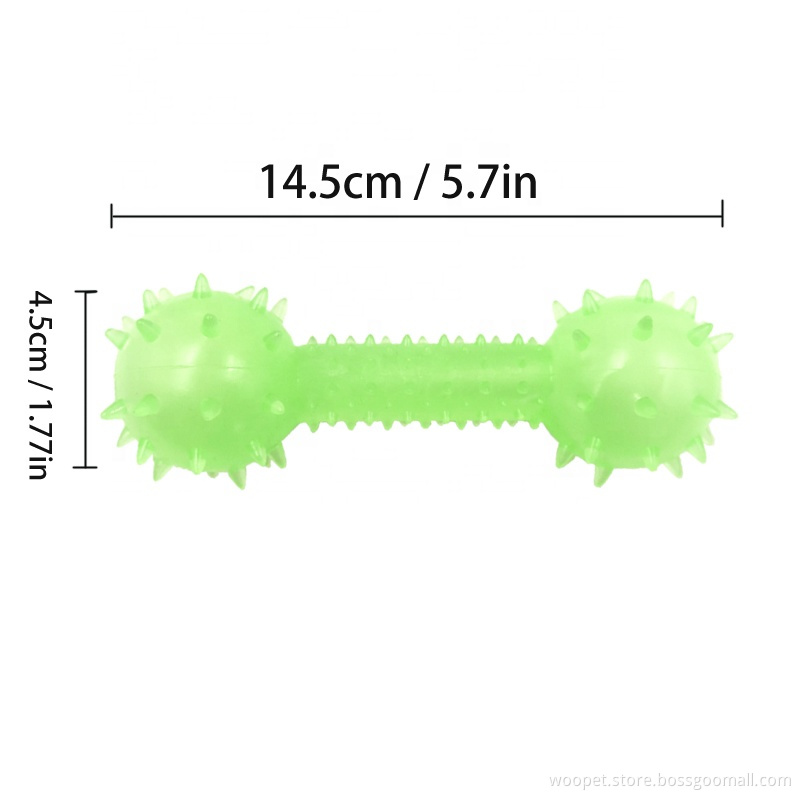 Glow In The Dark Food Leakage Interactive Chew Toys Barbell Shaped From Dog Toys Manufacturers