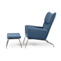 Replica Leather hans wegner chaise lounge Wing Chair