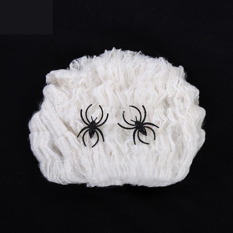 Halloween Scary Party Scene Props Stretchy Cobweb Spider Web With Spider Horror DIY Festival Decoration For Bar Haunted House