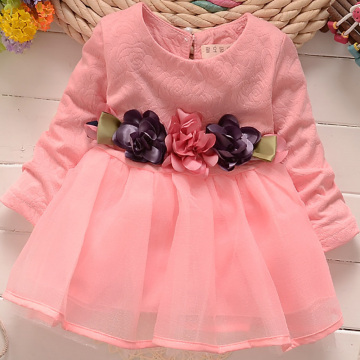 Girls' Clothing Dress 2019 New Baby Girls Dresses Waist Flower Baby Fashion Cotton Long-sleeved Dress 0-4Years