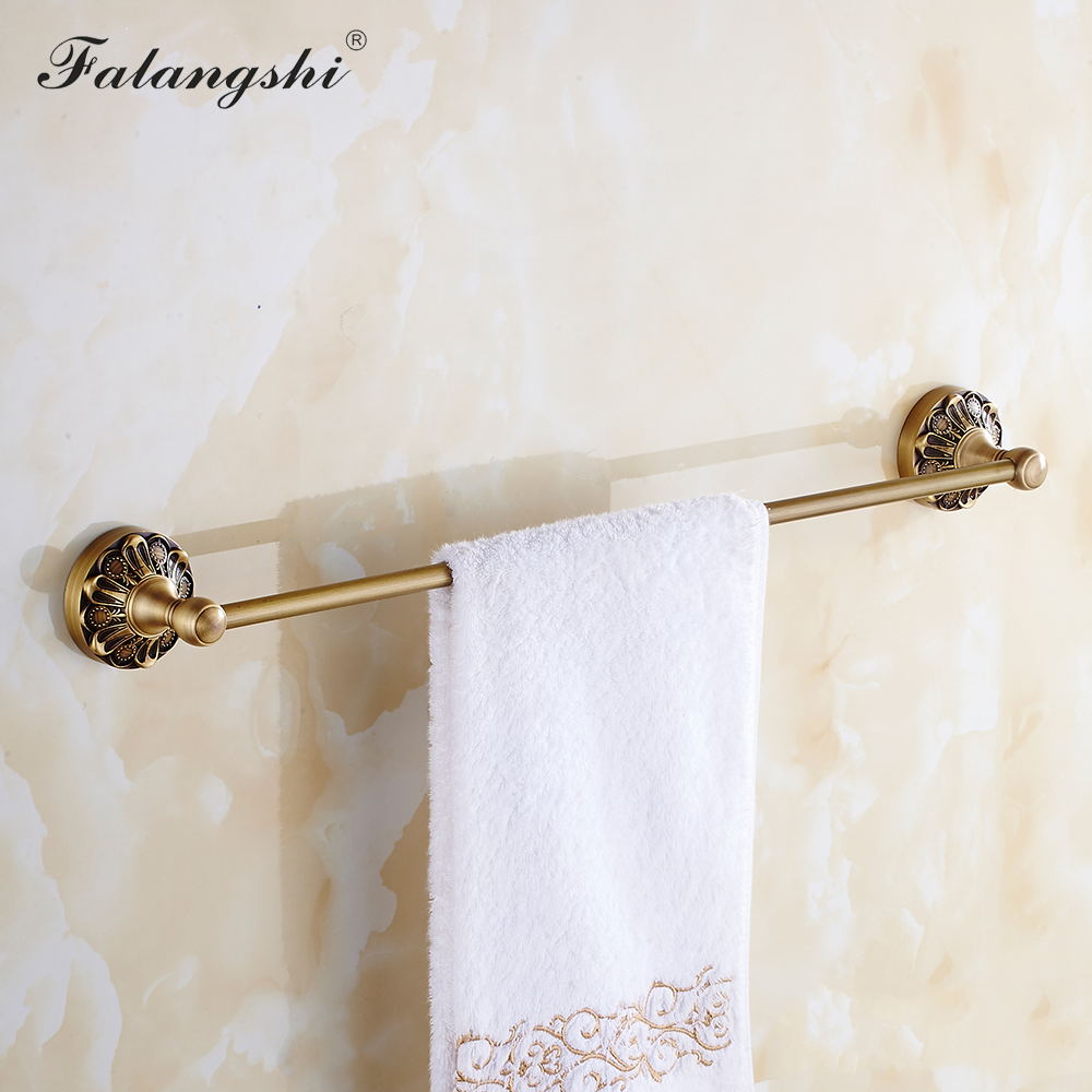 Falangshi Bathroom Hardware Set Antique Brass Towel Rack Toilet Paper Holder Soap Basket Toothbrush Holder Wall Mounted WB8816