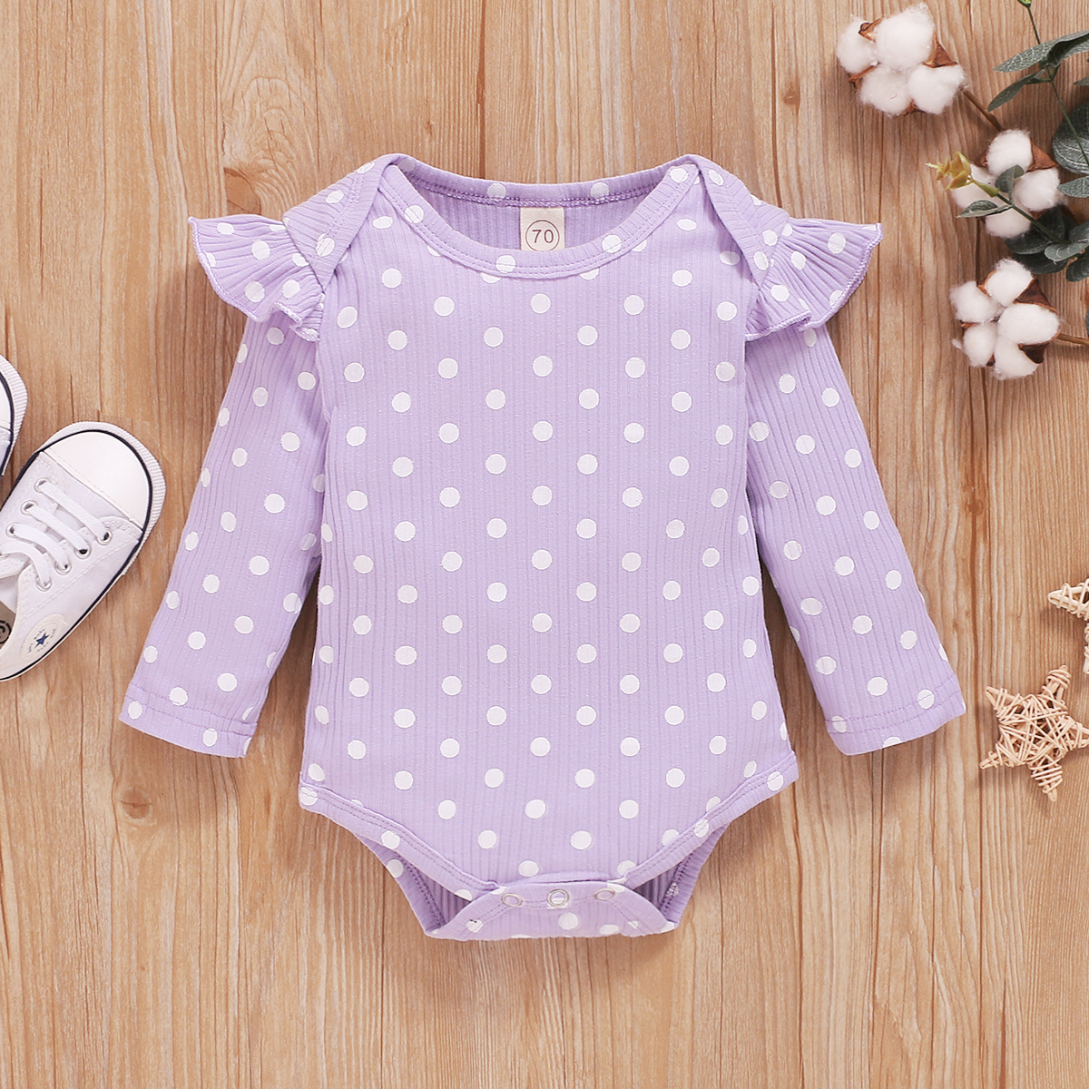 Newborn Baby Girls Long Sleeve Polka Dot Romper Fashion Romper for Toddler Baby Girls Spring Autumn Jumpsuits Clothing