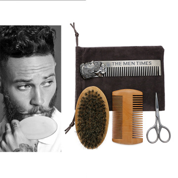 Men's Beard Shaping Kit Shaving Brush Comb Scissor Set Men Fashion Hair Styling Face Hair Removal Mustache Trim Accessory Tool